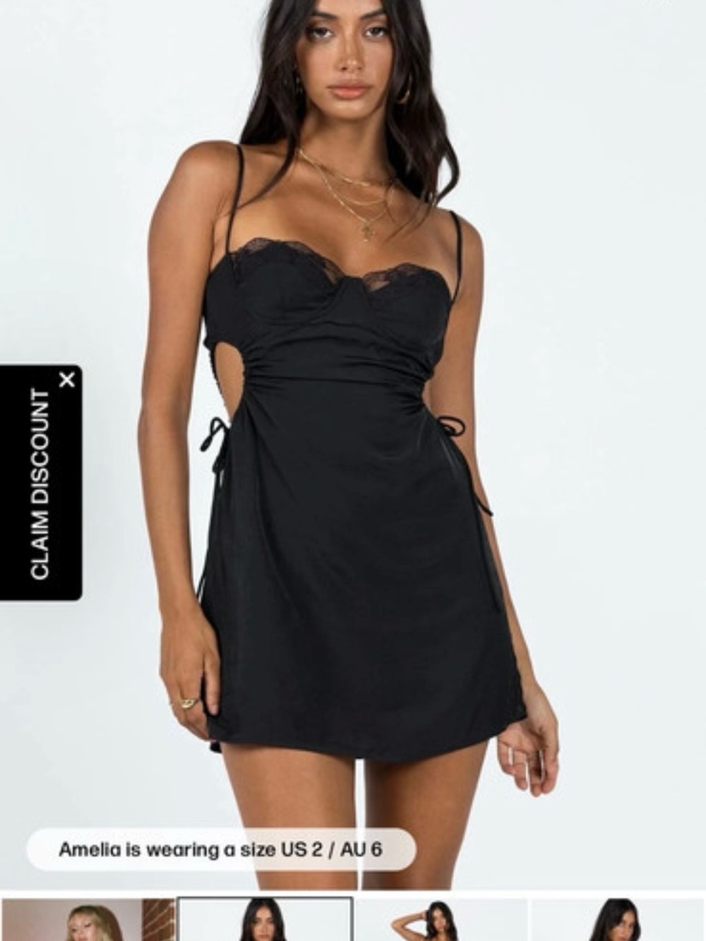 Princess Polly Black Lace-Trim Cutout Mini Dress